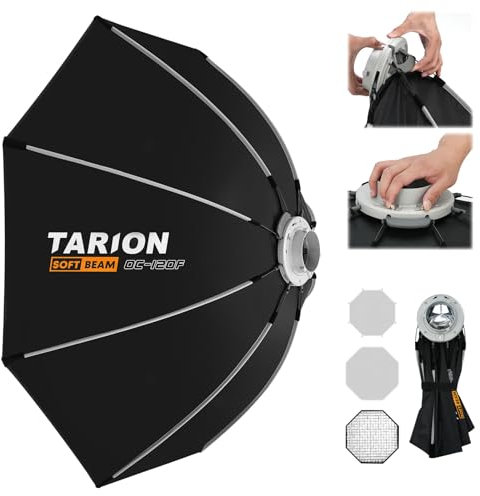 TARION 120cm Quick Release Octagonal Softbox - Foldable Bowens Mount Softbox with Diffusers/Honeycomb Grid/Carrying Bag for Live Streaming, Photography, Videography (Octagonal 120cm)