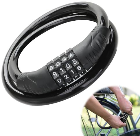 Bike Lock Anti-Theft, Bicycle Padlock with 4 Digits Long Cable Chain, Electric Scooter Lock, Bike Lock Combination for Pushchairs, Motorcycles, Scooters, Bikes and Accessories