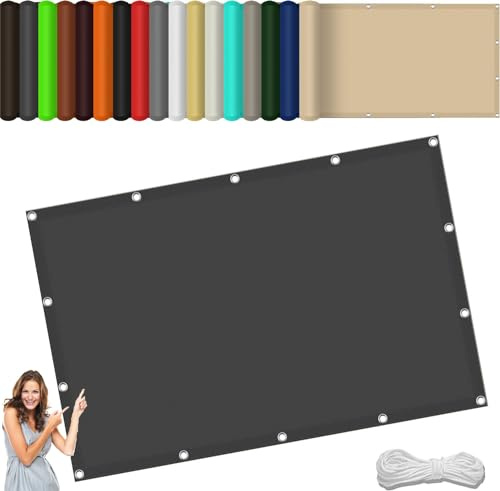 Wasserdicht Sonnensegel 130 x 150 cm,(Nach Mass) Markisenstoff 98% Uv Schutz Wasserabweisend, Sonnenschutz Schattennetz Balkon Sonnensegel,Für Terrasse Garten, Dunkelgrau