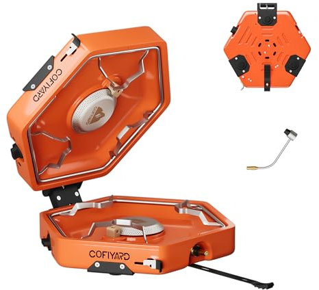 COFIYARD Propane 2 Burner Camping Stove with Carrying Bag, Portable Folding Gas Stove for Camping, Backpacking Camp Stove for Outdoor Cooking, With 17,000 BTU Adjustable Burners for BBQ, Tailgating
