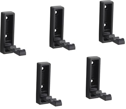 BGL Haken Set, 5 Stück, schwarz, robust und platzsparend, aus Metall, mit verstecktem, quadratischem Design, ideal für Jacken, Handtücher und Taschen, für Bad, Küche und Flur