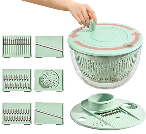 Chopper Salad Spinner - Vegetable Washer Dryer, Salad Preparation Set | Colander Lettuce Spinner Pump with Quick Stop Button The Lid, Vegetable Fruit Dryer Spinner for Vegetables Fuits Pasta