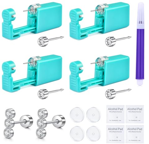 MODRSA 4 st öronhålspistol öronpiercing pistol kit självpiercing örhängen pistol kit med 1 par Tragus piercing helix öronpiercing kit Slef