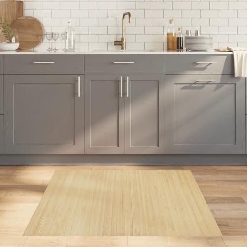 LXYZWRW Dekor-Teppich, quadratisch, helle Natur, 100 x 100 cm, Bambus-Teppiche