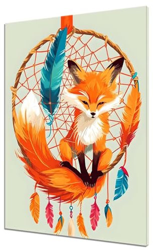 Malen Nach Zahlen Fuchs, DIY Malen nach Zahlen Traumfänger für Anfänger und Erwachsene, Bastelset Erwachsene Paint by Numbers Ölgemälde mit 3 Pinsel, Acrylfarbe für Wanddeko (Ohne Rahmen) 40x50cm Y-8