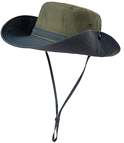 Comhats Herren Sonnenhut mit UV-Schutz, Outdoor Fischerhut, faltbar, Damen Wanderhut, Unisex Buschhut, Sommerhut, Hiking, breiter 50+ Boonie, Tropenhut, Gartenhut, wasserdicht M/L Grün