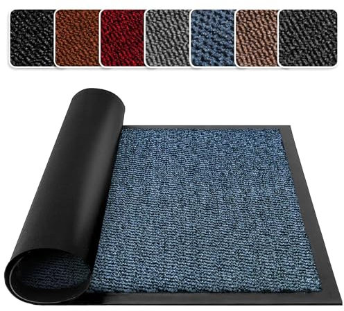SG Traders Washable Door Mats - Non-Slip Rubber Backed Doormats Indoor & Outdoor - Highly Absorbent Door Mats, Floor Mat, Kitchen Mat, Perfect Dust Grabbing Doormats Dirt Trapper (40x60cm - Blue)