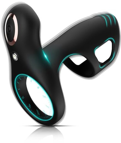 QgLust Penisring-Vibrator mit 9 Vibrationsmodi, 2-in-1-Design, Hodenvibrator, G-Punkt-Stimulation, Paarvibrator, Penisring, Penishülle, Penisring, Herren-Cockring-Sexspielzeug(Schwarz)