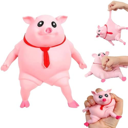 Schweine Quetschspielzeug – Anti Stress Schwein zum Quetschen und Kneten, Schweinchen Squeeze Toy mit Rückformung, lustiges Anti-Stress-Spielzeug für Erwachsene und Kinder