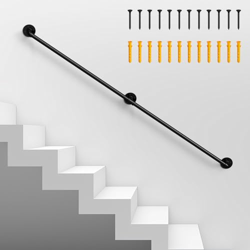 MOOACE Couleeur - Pasamanos para escaleras, barandilla de metal montada en la pared para interiores (1,8 m)