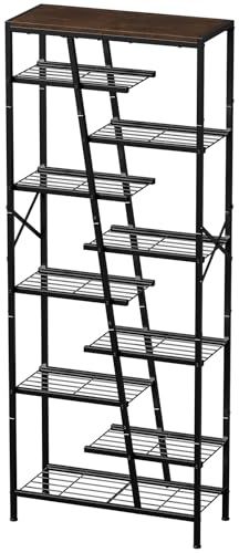 UNITSTAGE Shoe Rack, 10 Tier Boot Rack, Wooden Storage Organizer for Tall Boots, Large Capacity Metal Shoe Shelf Holds 17-20 Pairs of Shoes, Durable and Stable, for Entryway, Closet, Rustic Brown