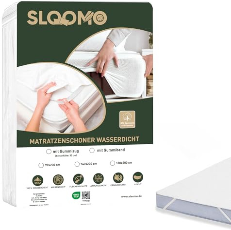 Sloomo Matratzenschoner wasserdicht - Oeko-Tex zertifizierte Inkontinenzunterlage waschbar - wasserdichte Matratzenauflage - Matratzenschutz wasserdicht - Nässeschutz weiß (90x200cm)