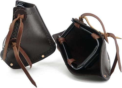 Jeereal Westernsattel Tapadero Steigbügel (12,1 cm), handgefertigtes strapazierfähiges Sattelleder (dunkelbraun)