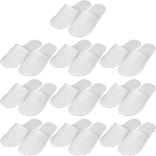BAZEITFLOW 10 pantofole usa e getta Hotel antiscivolo per ospiti e viaggi comode e portatili colore bianco