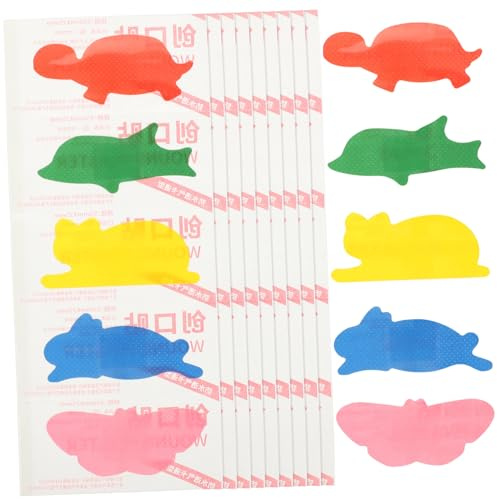 SOESFOUFU 4 Boxes Colorful Cartoon Adhesive Bandages for Breathable Self-Adhesive Wound Patches with Animal Designs Small Lightweight Plasters for Boys and Emergency Use