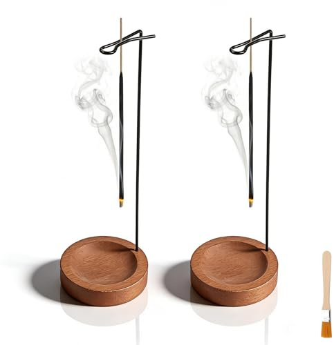 mawmuaw 2 Stück Räucherstäbchen Halter Incense Holder Räucherstäbchenhalter Handgefertigte Holz Basis Räucherstäbchen mit Pinsel für Meditation Aromatherapie Schlaf Yoga Deko
