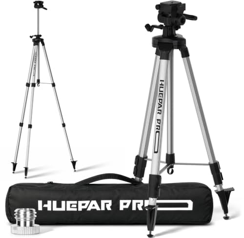 Huepar Pro 250cm Tripod for Laser Level Heavy-Duty, Thread: 1/4& 5/8 | Both Indoor & Outdoor Use, Adjustable Tilt, 360° Horizontal Adjustment, Quick-release Plate, Hooks, Storage Bag