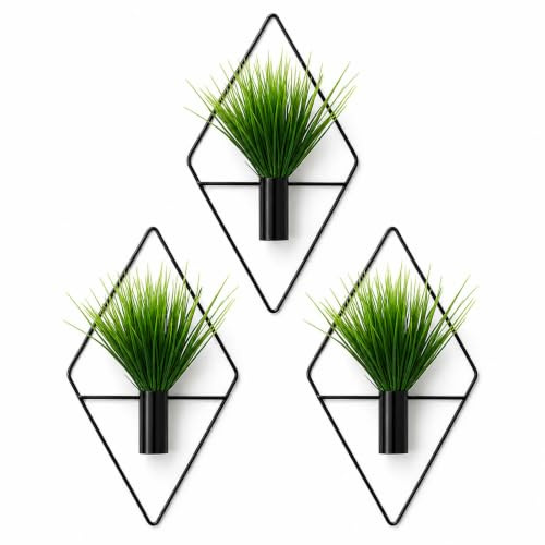 LMSAWK Set de 3 Decoraciones de Pared con Maceteros Colgantes y Plantas Artificiales, Plantas en Maceta Artificiales para Oficina, Jardín, Fiesta, Salón y Decoración Mural
