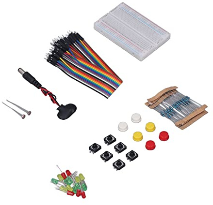 Eujgoov Complete and Useful Electronics Kit, Component Electronic Starter, PCB 400 Hole Breadboard, Resistor Set, Assortment Development Clock Board Temp Sensor, Stability and