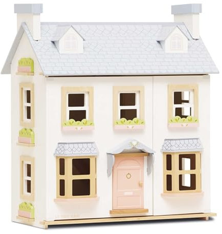 Le Toy Van - H118 - Casa de muñecas Mayberry Manor en madera certificada FSC, 3 años, para niñas, 2 pisos, l 59 x d 35 xh 68 cm, con escalera interna, ventanas y puertas que se abren, juego Montessori