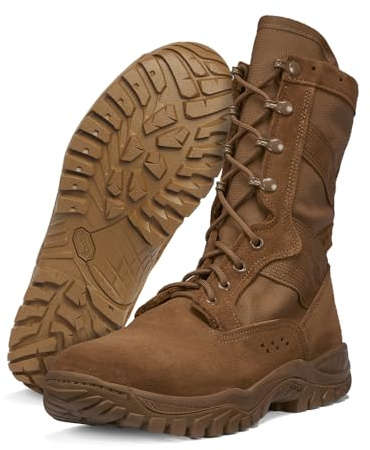 Belleville Flyweight C320 Combat Boot - Lightweight Tactical Boots - Breathable Hot Weather Wear - Desert Traction Outsole - Soft Toe Style - Full-Grain Cattlehide Leather - Coyote - 8