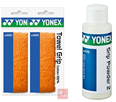 Yonex Towel Grip (x2) und Yonex Grip Powder Packung, Orange