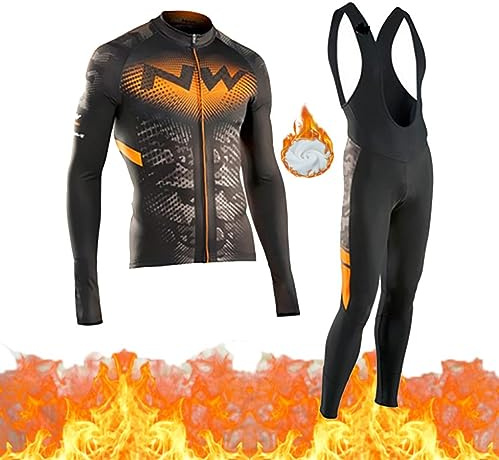 Moxilyn Abbigliamento Ciclismo da Uomo,Maglia Manica Lunga+Pantaloni Lunghi,Cuscino Gel 20D,Moda Set Completo,Abbigliamento Sportivo per Bicicletta,Ciclismo Ciclismo Jerseys per Uomo