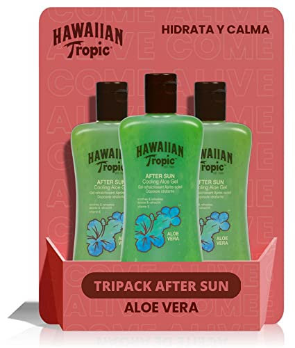 Hawaiian Tropic After Sun Gel Cooling Aloe - Aloe Vera After Sun Gel for, Refreshing Lotion, Pack 3 Units x 200 ml