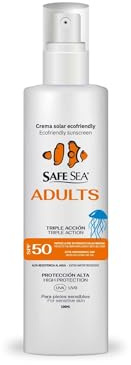 SAFE SEA - Solspray skyddar huden från manetbett SPF 50 - vegansk formel - mycket vattentät med högt solskydd för vuxna - anpassad till känslig hud - format 100 ml