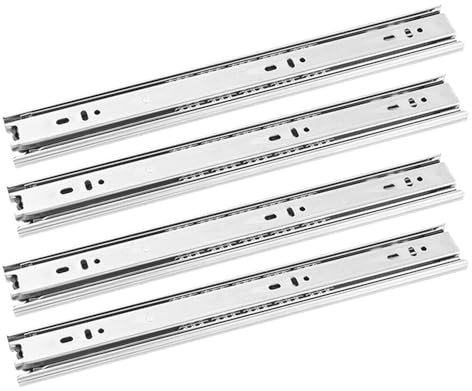 2 paires Glissière pour Tiroir en Acier Inox 250mm Sortie Totale, Coulisses de Tiroir à Billes, Charge 45kg