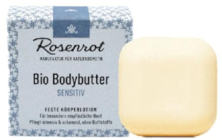 Rosenrot Naturkosmetik - Bio Bodybutter - Sensitiv - 70g - Für besonders empfindliche Haut - Pflegt intensiv & schonend, ohne Duftstoffe