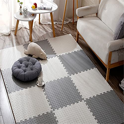 TONGQU Puzzlematte Eva wasserdicht Spielmatte Schaumstoffmatte Kinderteppich Spielteppich ineinandergreifende Boden-Puzzle-Matte für Kinder Mädchen/Jungen,White+Gray,10