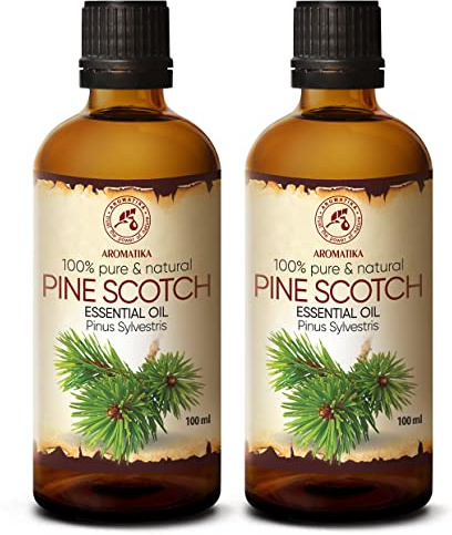 Huile Essentielle Pin 2x100ml - Pinus Sylvestris - Naturelle pour un Bon Sommeil - Beauté - Bain - Aromathérapie - Relaxation - Spa - Diffuseur Arôme & Lampe - Pine Scotch Oil