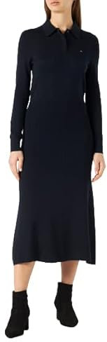 Tommy Hilfiger Damen Polokleid Midi-Länge, Blau (Desert Sky), XS