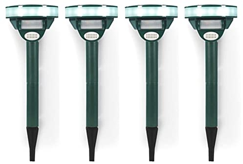 4er Set Kleintiervertreiber Ultraschall Solar Tiervertreiber mit Bewegungsmelder Solarlampe Ultraschallabwehr IP44 Wasserdicht Tierabwehr für Garten