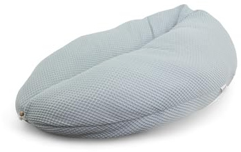 HOBEA-Germany Stillkissen, Modell: Waffelmuster Graublau | OEKO-TEX® STANDARD 100 zertifiziert, IGR zertifiziert (ergonomisches Produkt) ideal zum Stillen und Schlafen für Schwangere