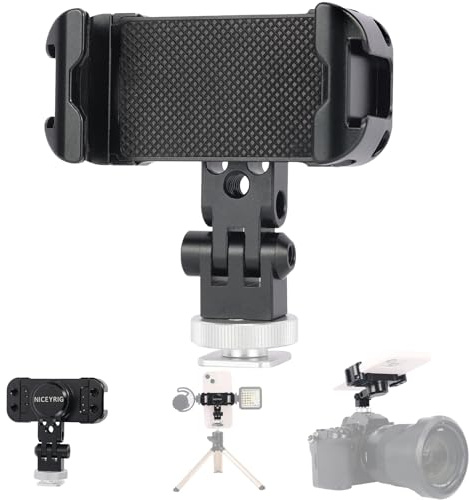 NICEYRIG Telefon Stativ Halterung mit Kaltschuh 360 gedreht und Neigungswinkel, kompatibel mit den meisten Smartphone, iPhone Kaltschuh Clip, Handy Klemmenhalter, Video Rig Mount-515