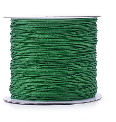 PandaHall 142 Yards 0,6 mm geflochtenes Nylonfaden, chinesische Knotenschnur, Makramee-geflochtene Perlenschnur für Kumihimo-Halsketten, Freundschaftsarmbänder, Meeresgrün
