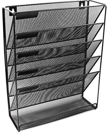 Magazin-Archivregal an der Wand montiert aus Metall, Büro-Schreibtisch Intervall 5 Datei Magazin Magazin Notizbuch Aufbewahrung Schwarz