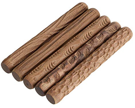 SUMTree Töpferei-Set aus Holz, Modellierrollen, Töpferstruktur, Ton, geschnitzte Werkzeuge aus Keramik für DIY