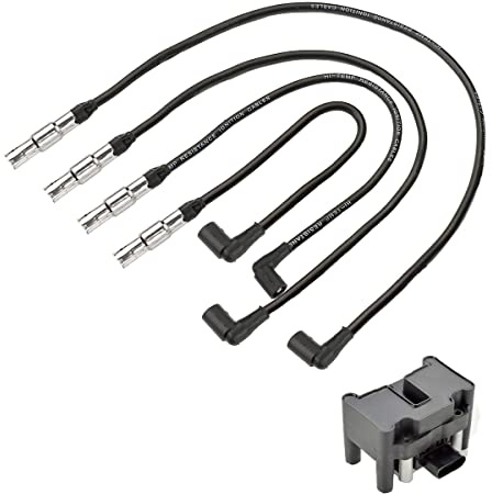 LST Zündkabelsatz + Zündspule Zündmodul Zündeinheit kompatibel mit Audi A4 A3 VW Golf Skoda Octavia Seat Leon 1.6