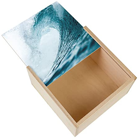 Fabulous Box aus Holz – Welle Meer Ocean Wasser Foto Marine Tauchen Surf Bali (11 x 11 x 3,5 cm)