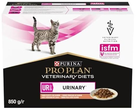 PURINA PRO PLAN VETERINARY DIETS umido gatto UR Urinary St/Ox - salmone 10 x 85 g- 4 Confezioni