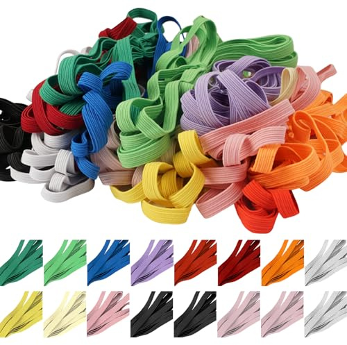 WHC 16 Piezas Cinta Elastica Costura Colores 6mm Goma Elástica Plana