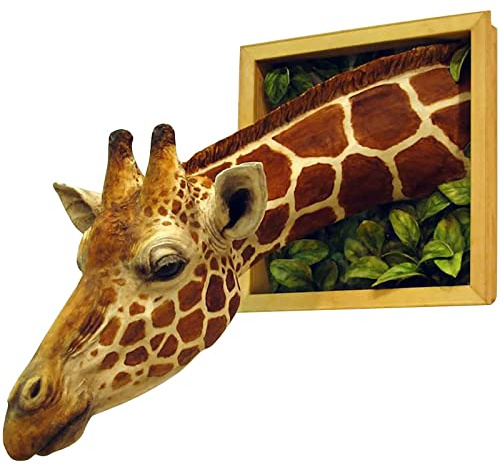 TOTLAC Escultura de Cabeza de Jirafa para decoración de Pared, Busto de Jirafa montado en la Pared en 3D, Arte para Colgar en la Pared de Jirafa Que revienta en la Pared, decoración del hogar de an