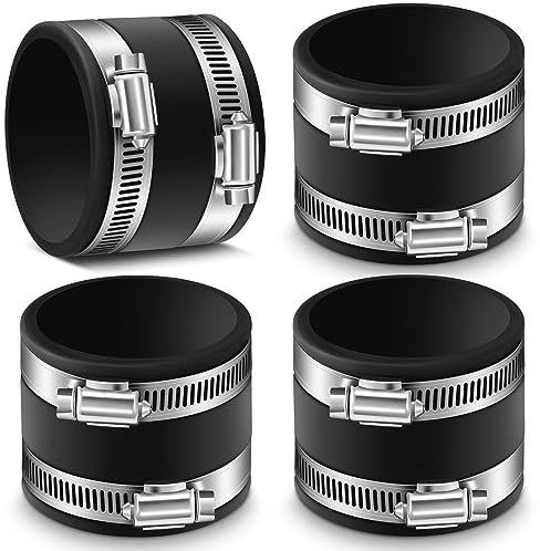 Minatee 4 Pcs 2-1/2 Inch Dust Control Flex Cuffs Stainless Hose Clamp