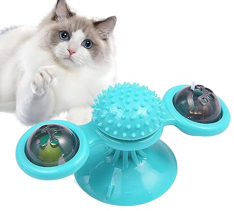 Moxeupon Jouets pour Chat Moulin à Vent - Jouets à gratter rotatifs pour Chats avec Ventouse - Jouet d'Spinner Chats bâti Mur pour Le Petit Chaton Moyen Grands Chats