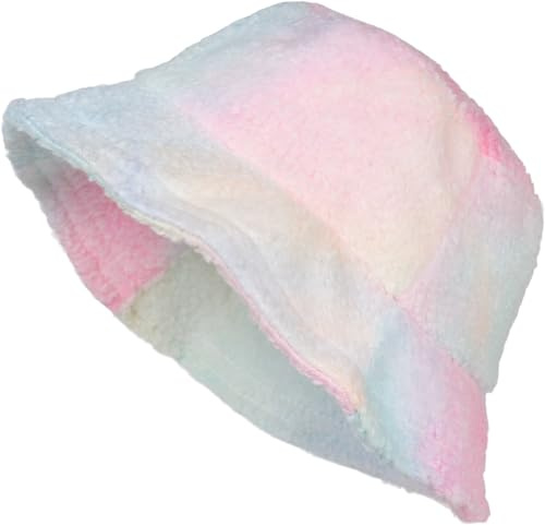 styleBREAKER Damen Fischerhut Bucket Hat Teddyfell Ombré Bunt | Herbst Winter Accessoire mit Farbverlauf, 7cm Krempe, 16cm Höhe, 24cm Durchmesser, integriertes Zugband für 59 cm Kopfumfang.