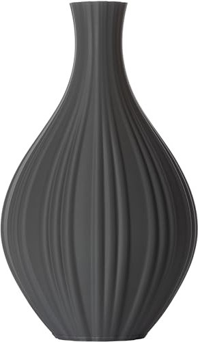 3D Vase Blumenvase Dekovase Alva M 23cm für Schnitt-/ Trockenblumen | nachhaltig | Pampasgras (Dunkelgrau)