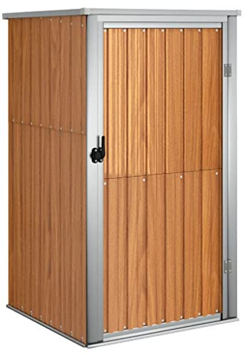 prissent Fahrradunterstand 88x89x161 cm Gartenhaus Metall Geräteschuppen Gerätehäuser Zur Aufbewahrung von Rasenmähern, Klappleitern, Fahrrädern usw Braun